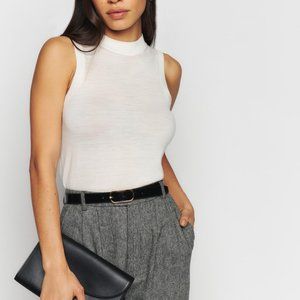 Reformation Edwina Regenerative Merino Mockneck Tank - Cream (Medium)